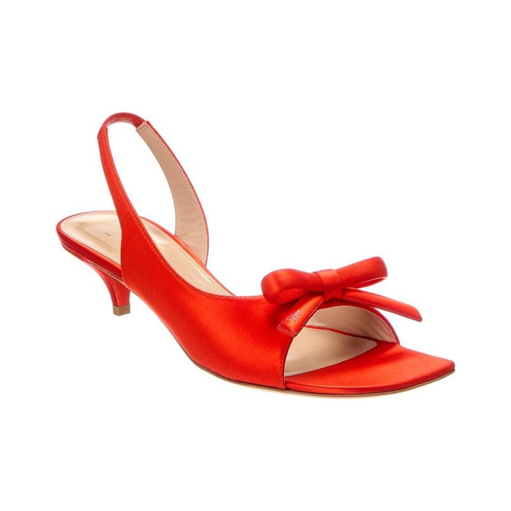 Dior Bow Satin Slingback Sandal, Orange